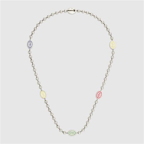 gucci interlocking g silver pendant|gucci boule chain silver necklace.